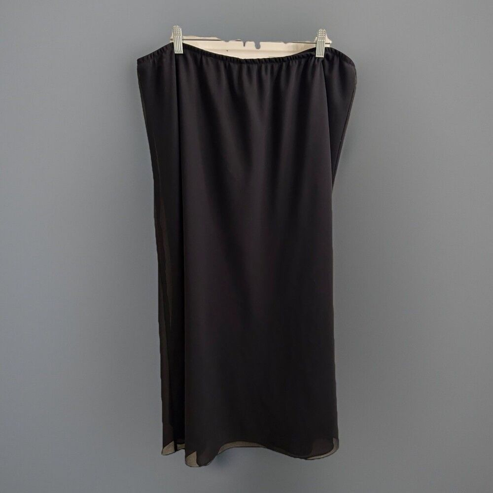 MSK Womens Chiffon Solid Elastic Waist A-line Midi Skirt, Black, 24W Whimsygoth - Picture 2 of 3